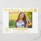 Einladungskarte für den Abschluss "White and Gold" Folieneinladung (Vorderseite)