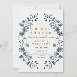 Einladungskarte für den Elegant Blue Floral Polter Einladung