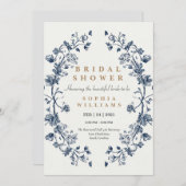 Einladungskarte für den Elegant Blue Floral Polter Einladung (Vorne/Hinten)