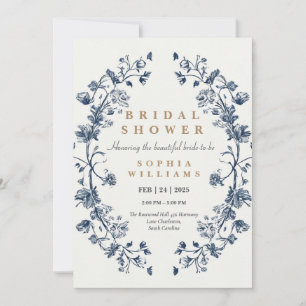 Einladungskarte für den Elegant Blue Floral Polter Einladung