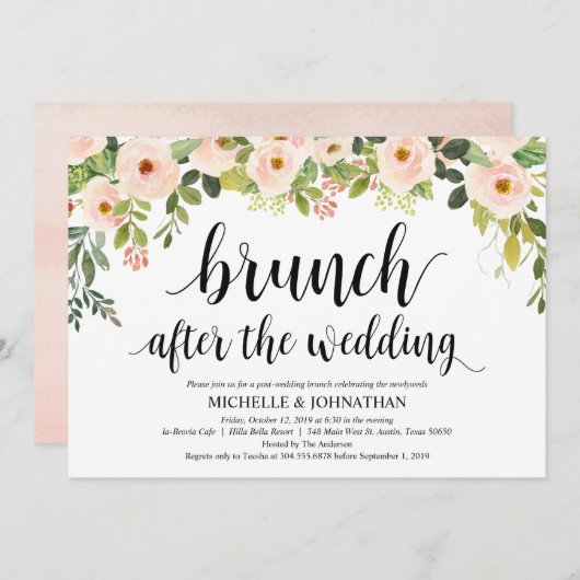 Einladungskarte für den eleganten Blush Post Weddi Einladung (Vorne/Hinten)