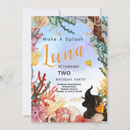 Einladungskarte für den Geburtstag am Meer (Vorderseite)