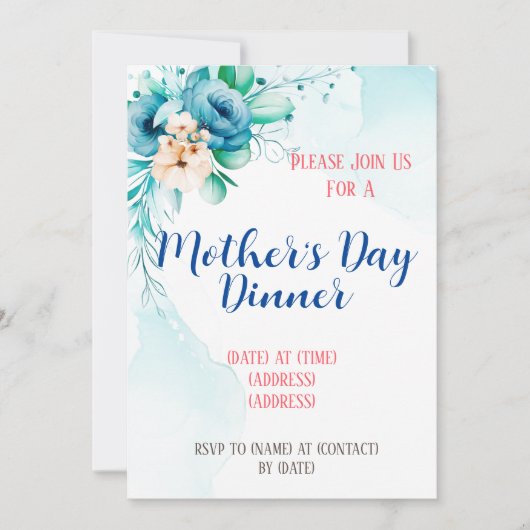 Einladungskarte für den Muttertag, bearbeitbare Vo Einladung (Vorderseite)