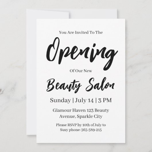 Einladungskarte für den Schönheitssalon Einladung (Rückseite)
