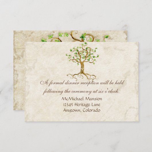 Einladungskarte für den wirbelnden Baumstamm Antik (Vorne/Hinten)