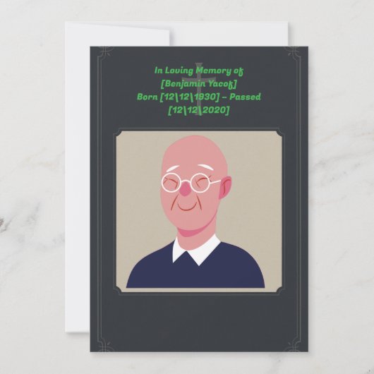 Einladungskarte für die Beerdigung (Vorderseite)