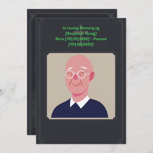 Einladungskarte für die Beerdigung (Vorne/Hinten)