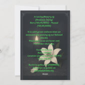 Einladungskarte für die Beerdigung (Rückseite)