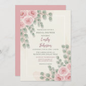 Einladungskarte für die elegante Blush-Blumendusch Einladung (Vorne/Hinten)