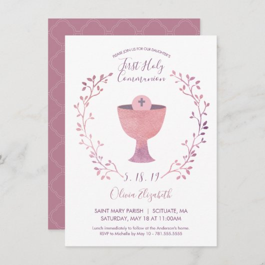 Einladungskarte für die erste heilige Kommunion ei Einladung (Vorne/Hinten)