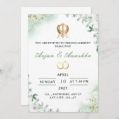 Einladungskarte für die grüne und weiße Verlobung Einladung (Vorne/Hinten)