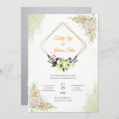 Einladungskarte für die Hochzeitsfeier mit grüner Einladung (Vorne/Hinten)