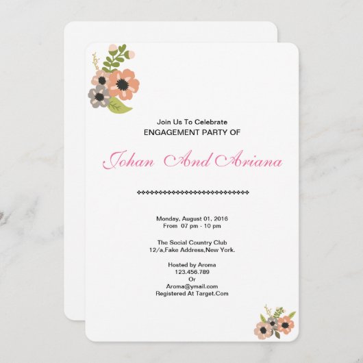 Einladungskarte für die Hochzeitsteilnehmer Einladung (Vorne/Hinten)