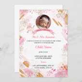 Einladungskarte für die Wiege, Namenskarte Einladung (Vorne/Hinten)