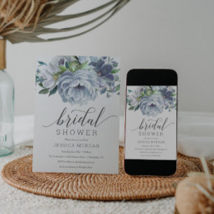 Einladungskarte für Dusty Blue Bridal Einladung