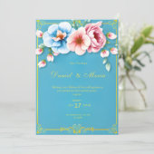 Einladungskarte für eine einfache Hochzeit in Rosa (Stehend Vorderseite)