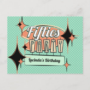 Einladungskarte für eine Party im Stil der Fünfzig
