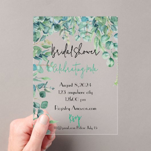 Einladungskarte für Eukalyptus bridtus Acryleinladungen (Insitu (Handheld))