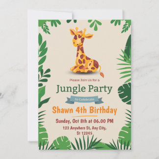 Einladungskarte für grünen Niedliche Geburtstag Einladung