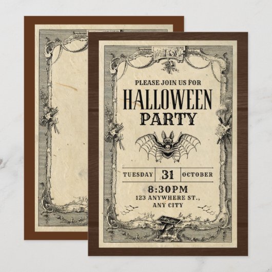 Einladungskarte für Halloween-Partys Einladung (Vorne/Hinten)
