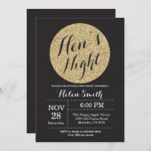 Einladungskarte für Hens Night Black and Gold Glit Einladung (Vorne/Hinten)