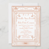 Einladungskarte für Hochzeiten, Art Deco, weiß, ro Einladung (Vorderseite)