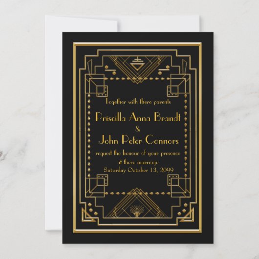 Einladungskarte für Hochzeiten, Great Gatsby, Schw Einladung (Vorderseite)