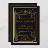 Einladungskarte für Hochzeiten, Great Gatsby, Schw Einladung (Vorne/Hinten)