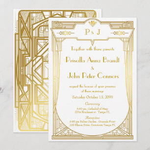 Einladungskarte für Hochzeiten, Großer Gatsby, gol Einladung