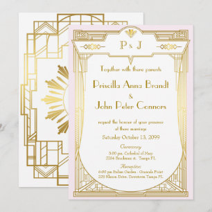Einladungskarte für Hochzeiten, Großer Gatsby, gol Einladung