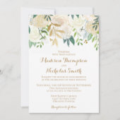 Einladungskarte für Hochzeiten in Gold und Weiß-Bl Einladung (Vorderseite)