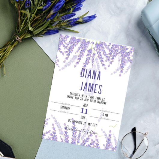 Einladungskarte für Hochzeiten in Lavendelfarben Einladung