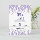 Einladungskarte für Hochzeiten in Lavendelfarben Einladung (Stehend Vorderseite)
