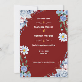 Einladungskarte für Hochzeiten in Rot und Weiß Einladung