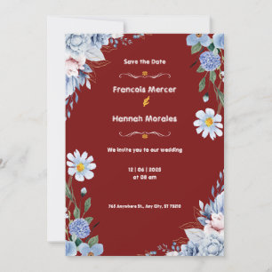 Einladungskarte für Hochzeiten in Rot und Weiß Einladung