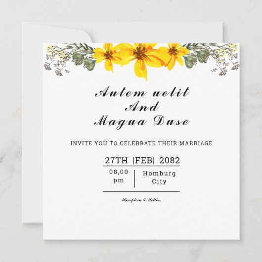 Einladungskarte für Hochzeiten Schöner Platz mit B Einladung (Vorderseite)