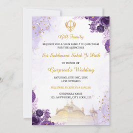 Einladungskarte für lila Flora Sukhmani Sahib Einladung