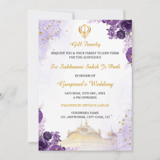 Einladungskarte für lila Flora Sukhmani Sahib Einladung