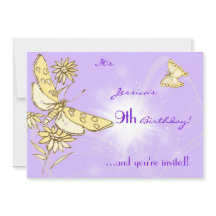 Einladungskarte für lila Pfirsichschmetterlinge