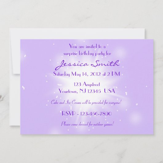 Einladungskarte für lila Pfirsichschmetterlinge Einladung (Rückseite)