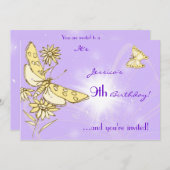 Einladungskarte für lila Pfirsichschmetterlinge Einladung (Vorne/Hinten)