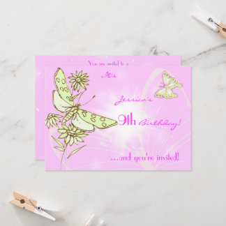 Einladungskarte für Limone Schmetterlingsflasche Einladung