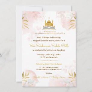 Einladungskarte für Pink & Gold Sukhmani Sahib Pat Einladung