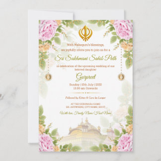 Einladungskarte für Pink & Green Floral Sukhmani P Einladung