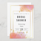 Einladungskarte für Rosa und Gold Bridal Einladung (Vorne/Hinten)