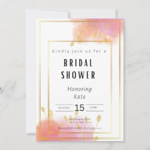 Einladungskarte für Rosa und Gold Bridal Einladung