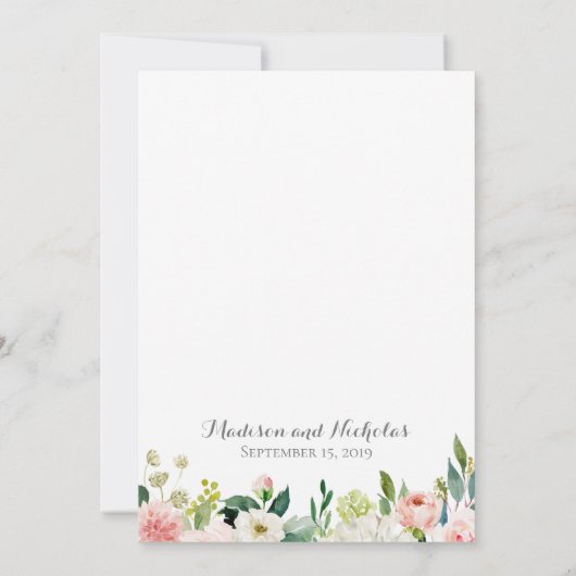 Einladungskarte für Rosa und Weiße Blume Einladung (Rückseite)