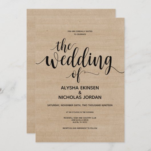 Einladungskarte für rustikale Bauernhöfe (Vorne/Hinten)