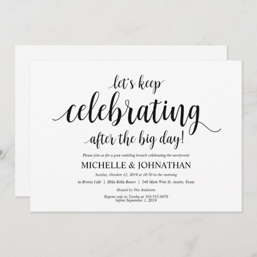 Einladungskarte für rustikale Post-Hochzeit Einladung (Vorne/Hinten)