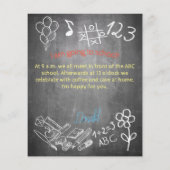 Einladungskarte für Schulanmeldungen auf der Tafel (Rückseite)